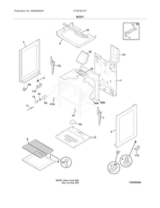 Body Diagram and Parts List for FFGF3012TWA  Frigidaire Range