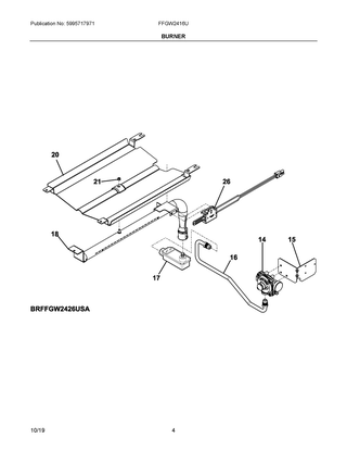Burner Diagram and Parts List for FFGW2416UWA  Frigidaire Wall Oven
