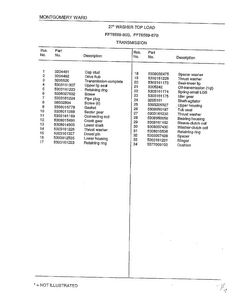 Transmission Page 2 Diagram and Parts List for 6589-80B  Frigidaire Washer