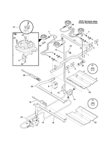 Burner Diagram and Parts List for FGFB64CJSC  Frigidaire Range