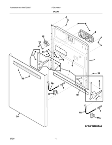Door Diagram and Parts List for FGIP2468UF1A  Frigidaire Dishwasher