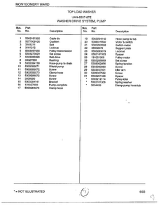Washer Drive System/pump Page 2 Diagram and Parts List for 6507-87E  Frigidaire Washer