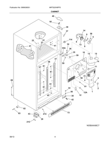 Cabinet Diagram and Parts List for MRTS23V8PF0  Frigidaire Refrigerator