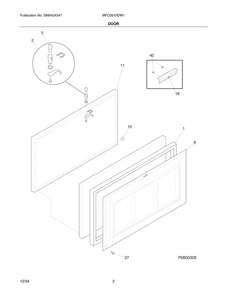 Door Diagram and Parts List for MFC05V3DW1  Frigidaire Freezer