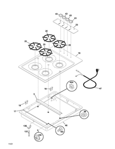 Cooktop Diagram and Parts List for FLC30C3AUA  Frigidaire Cooktop