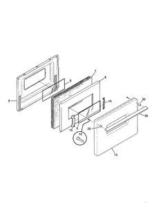 Door Diagram and Parts List for TGF605WFW4  Tappan Range
