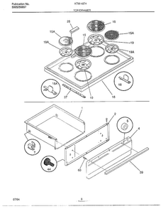 Top/drawer Diagram and Parts List for 4847-80B  Frigidaire Range