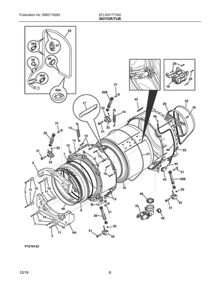 Motor/tub Diagram and Parts List for EFLW317TIW2  Frigidaire Washer