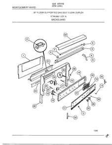 Backguard Diagram and Parts List for 2881  Frigidaire Range