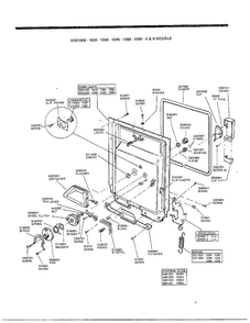 Dishwasher Door Assembly Diagram and Parts List for 1006  Frigidaire Dishwasher