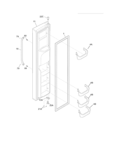 Freezer Door Diagram and Parts List for FGHS2332LE4  Frigidaire Refrigerator