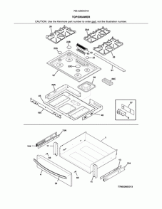 Top/drawer Diagram and Parts List for 79032603318  Kenmore Range