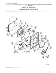 Door Front Panel/lint Filter Diagram and Parts List for 8308-87C  Frigidaire Dryer
