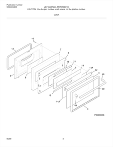 Door Diagram and Parts List for MEF356BFDC  Frigidaire Range