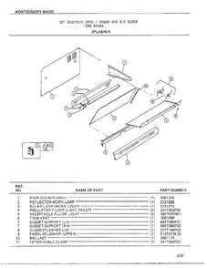 Splasher Diagram and Parts List for 8448A  Frigidaire Range