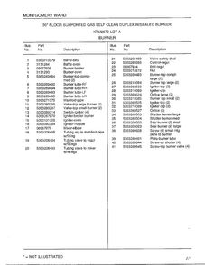 Burner Page 2 Diagram and Parts List for 2872A  Frigidaire Range