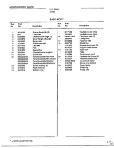 Basic Body Page 2 Diagram and Parts List for 2820A  Frigidaire Range