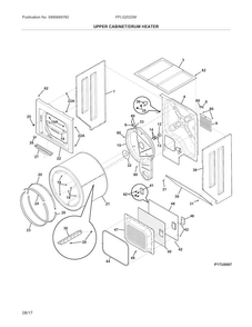 Upper Cabinet/drum Heater Diagram and Parts List for FFLG2022MW3  Frigidaire Washer Dryer Combo
