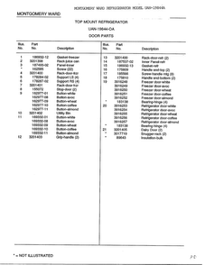 Door Parts Page 2 Diagram and Parts List for 19844A  Frigidaire Refrigerator