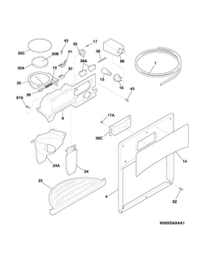 Ice & Water Dispenser Diagram and Parts List for FFSS2314QE5A  Frigidaire Refrigerator