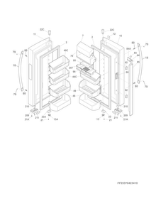 Fresh Food Door Diagram and Parts List for 25370423414  Kenmore Refrigerator