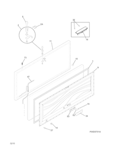 Door Diagram and Parts List for FFFC22M6QWA  Frigidaire Freezer