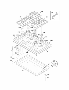 Maintop Diagram and Parts List for 79032433900  Kenmore Cooktop