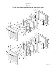 Doors Diagram and Parts List for 79040253411  Kenmore Wall Oven