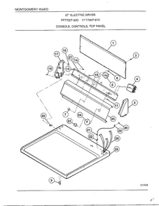 Console, Controls, Top Panel Diagram and Parts List for 7007-80C  Frigidaire Dryer