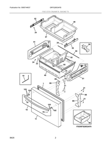 Freezer Drawer, Baskets Diagram and Parts List for GRFS2853AFB  Frigidaire Refrigerator