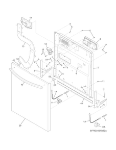 Door Diagram and Parts List for FFID2421QS2A  Frigidaire Dishwasher