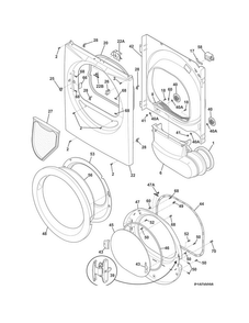 Front Panel/lint Filter Diagram and Parts List for FFQG5000QW3  Frigidaire Dryer