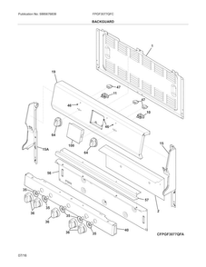 Backguard Diagram and Parts List for FPGF3077QFC  Frigidaire Range