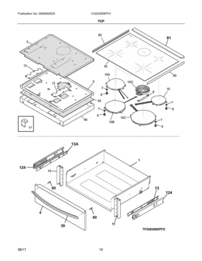 05 - TOP Diagram and Parts List for CGIS3065PFH  Frigidaire Range