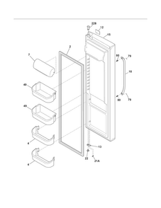 Refrigerator Door Diagram and Parts List for FGHS2368LP4  Frigidaire Refrigerator