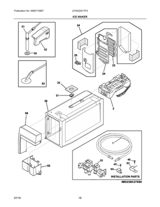 Ice Maker Diagram and Parts List for LFHD2251TF4  Frigidaire Refrigerator