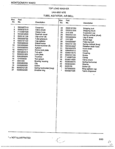 Tubs/agitator/air Bell Page 2 Diagram and Parts List for 6507-87E  Frigidaire Washer