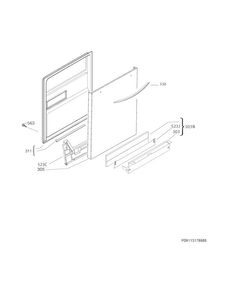 Door Diagram and Parts List for FGID2474QF1B  Frigidaire Dishwasher