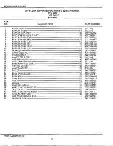30` Floor Burner Page 2 Diagram and Parts List for 2408A  Frigidaire Range