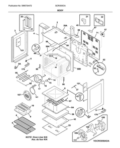 Body Diagram and Parts List for GCRI305CAFC  Frigidaire Range