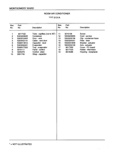 Room Air Conditioner Page 4 Diagram and Parts List for 5131A  Frigidaire Air Conditioner