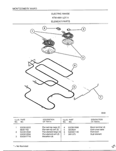 Element Parts Diagram and Parts List for 4881  Frigidaire Range