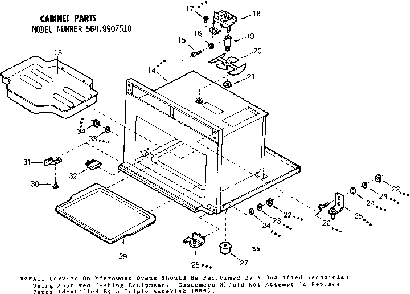 Cabinet Parts Diagram and Parts List for 5649907510  Kenmore Microwave