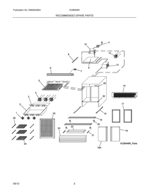 03 - RECOMMENDED SPARE PARTS Diagram and Parts List for KCBM48R  Frigidaire Refrigerator