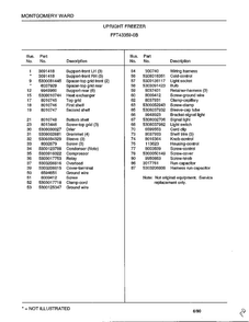 Upright Freezer Page 6 Diagram and Parts List for 43359B  Frigidaire Freezer