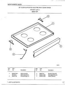 Main Top Diagram and Parts List for 4871A  Frigidaire Range