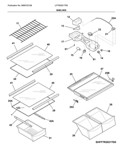Shelves Diagram and Parts List for LFTR2021TFB  Frigidaire Refrigerator