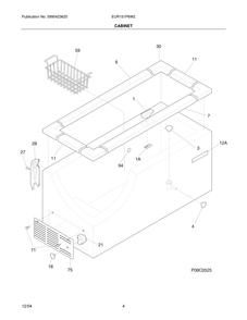 Cabinet Diagram and Parts List for EUR151P6W2  Frigidaire Freezer