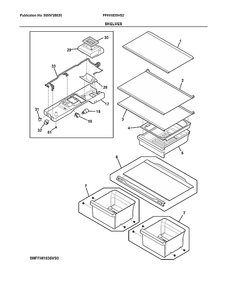 Shelves Diagram and Parts List for FFHI1835VS2  Electrolux Refrigerator