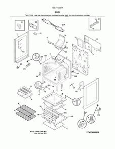 Body Diagram and Parts List for 79074133314  Kenmore Range